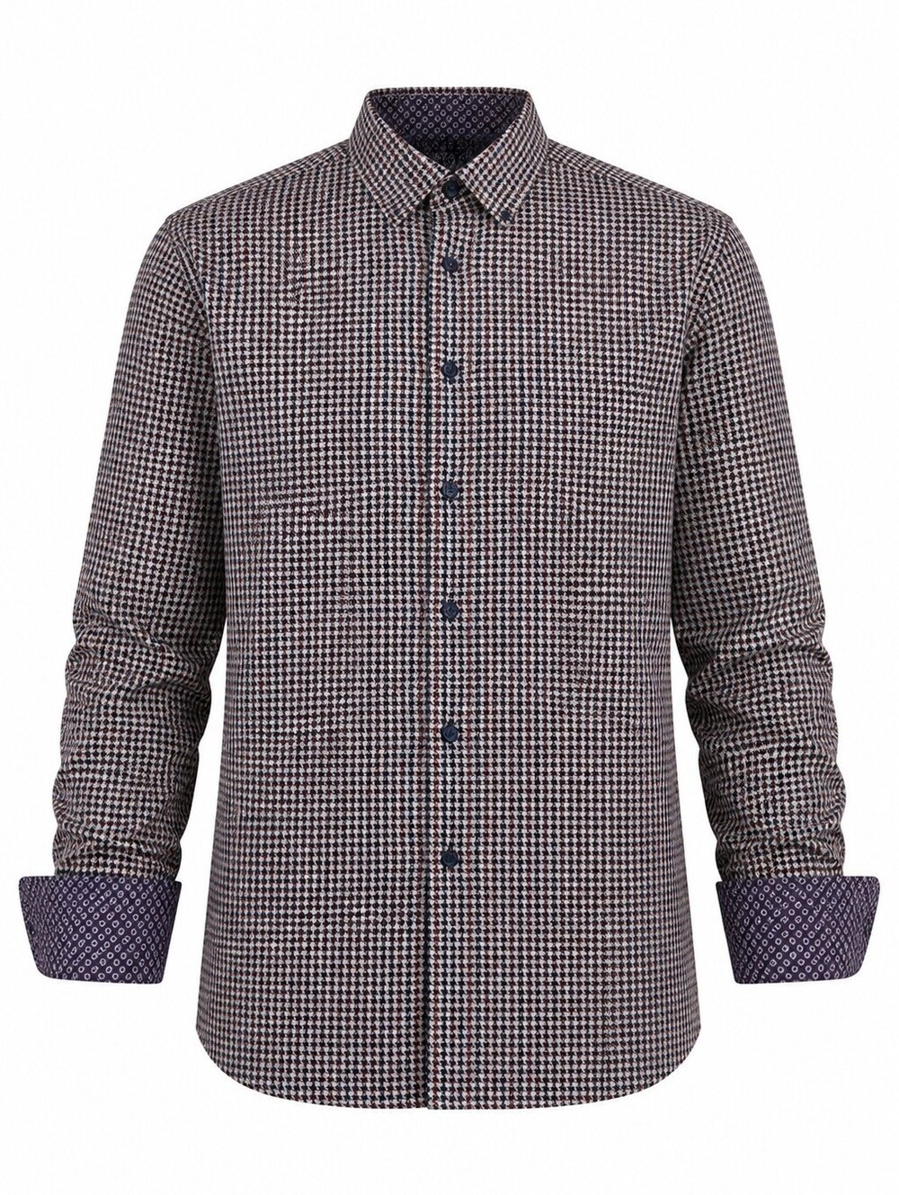 Con.struct Men's houndstooth Stretch button down shirt M REVERSE CUFFS Fall